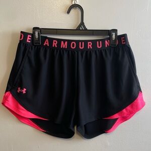 Under Armour Women's Size Large Black and Pink Loose Fit Athletic Shorts